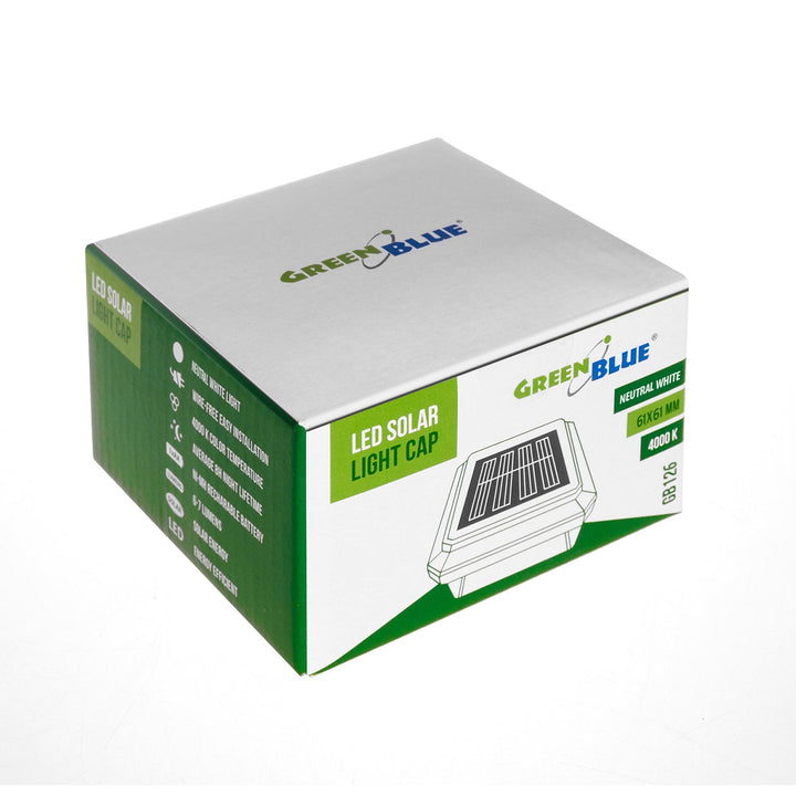 GreenBlue слънчева LED лампа за стълбове, 60x60mm, капак с форма на плик, GB126, 4 броя
