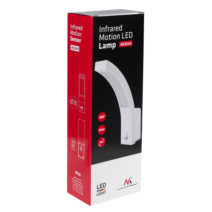 LED лампа Maclean с датчик за движение, PIR датчик за движение, бяла, 10W, IP54, 750lm, неутрално бял цвят (4000K) MCE244 W
