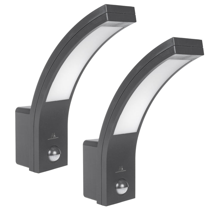 LED лампа Maclean с датчик за движение, PIR датчик за движение, сива, 10W, IP54, 750lm, неутрално бяла (4000K) MCE244 GR, 2 броя
