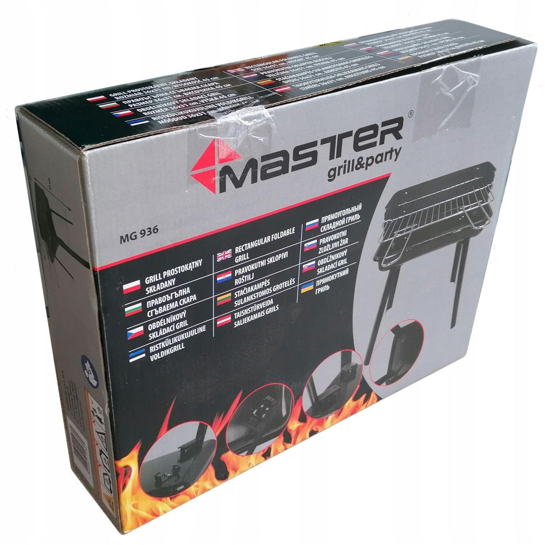 Master Grill & Party барбекю на дървени въглища, правоъгълно, сгъваемо, преносимо, MG936