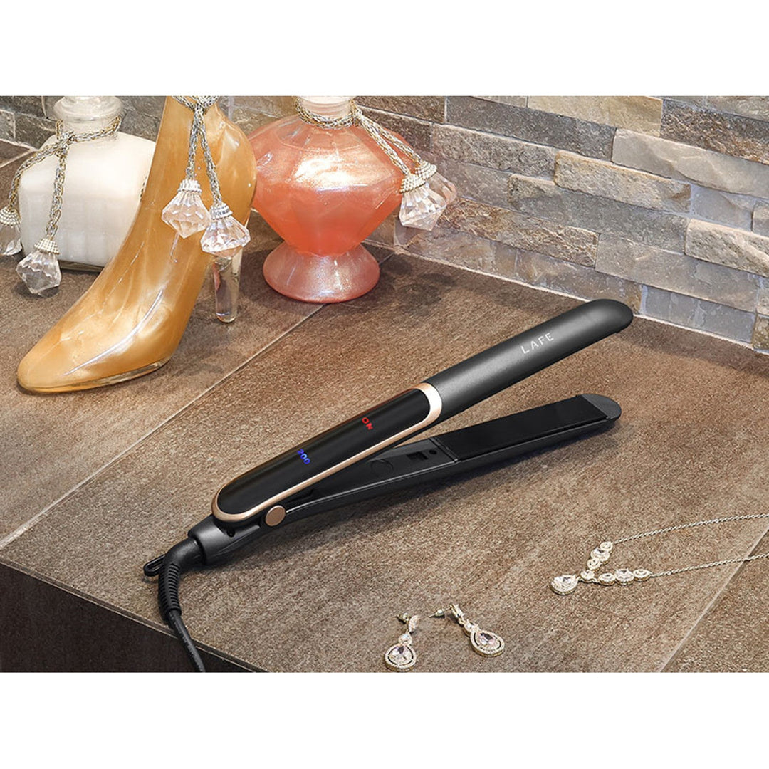 LAFE преса за коса с температурен контрол, 35 W, керамично покритие, Sleek & Shine Straightener
