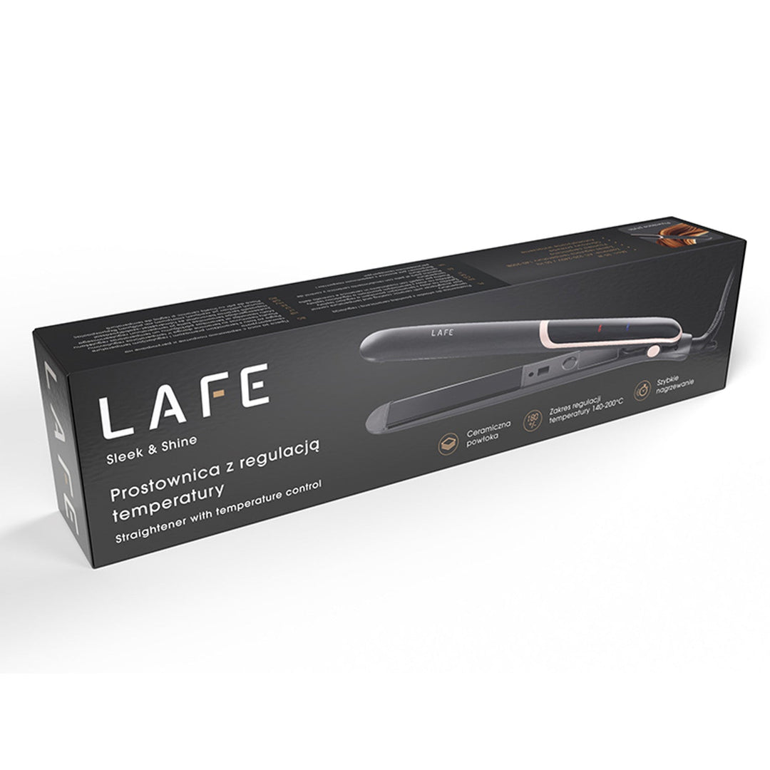 LAFE преса за коса с температурен контрол, 35 W, керамично покритие, Sleek & Shine Straightener
