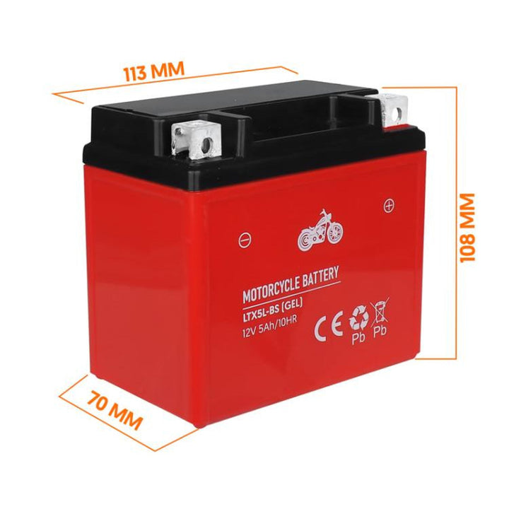 Lamex гелова батерия, мотоциклет, 12V, 5Ah, LTX5L-BS
