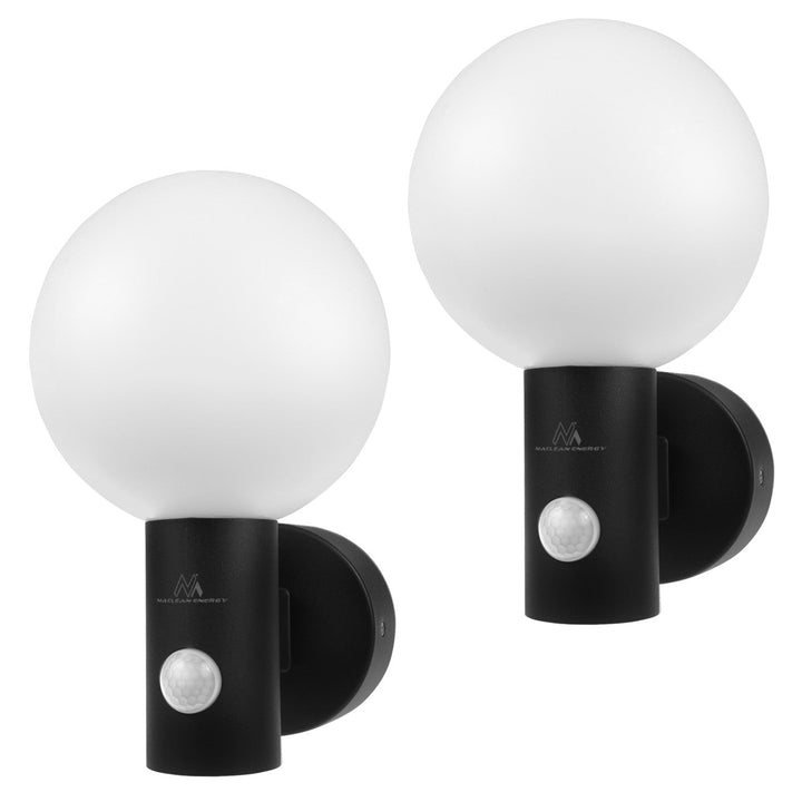 LED лампа Maclean с датчик за движение, PIR датчик за движение, черна, 15W, IP65, 1600lm, неутрално бял цвят (4000K) MCE515 B, 2 броя