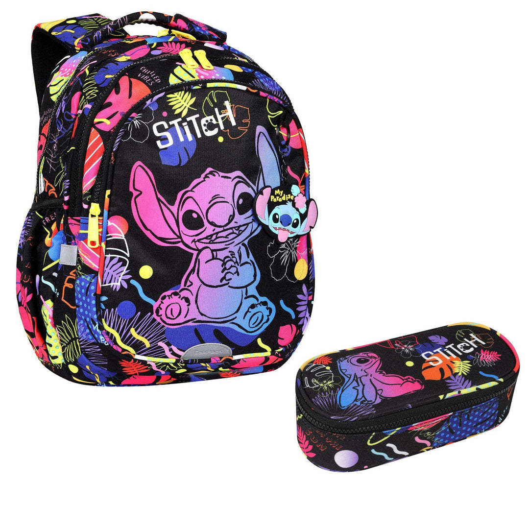 19 L Coolpack Jerry DISNEY STITCH черен ученически раница + CoolPack Campus Disney Stitch F062886 овална ученическа калъфка за моливи