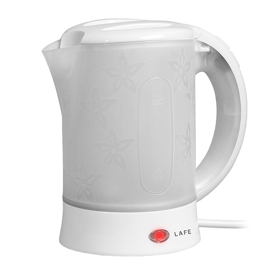 Електрическа кана Lafe, за пътуване, 600 W, капацитет 0,6 л, 2 чаши, 2 чаени лъжички, бяла, Scandi