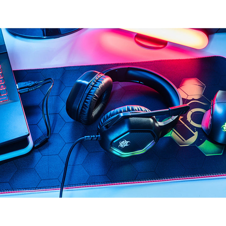 Геймърски слушалки Tracer, RGB подсветка, сгъваем микрофон, Gamezone GZ X3
