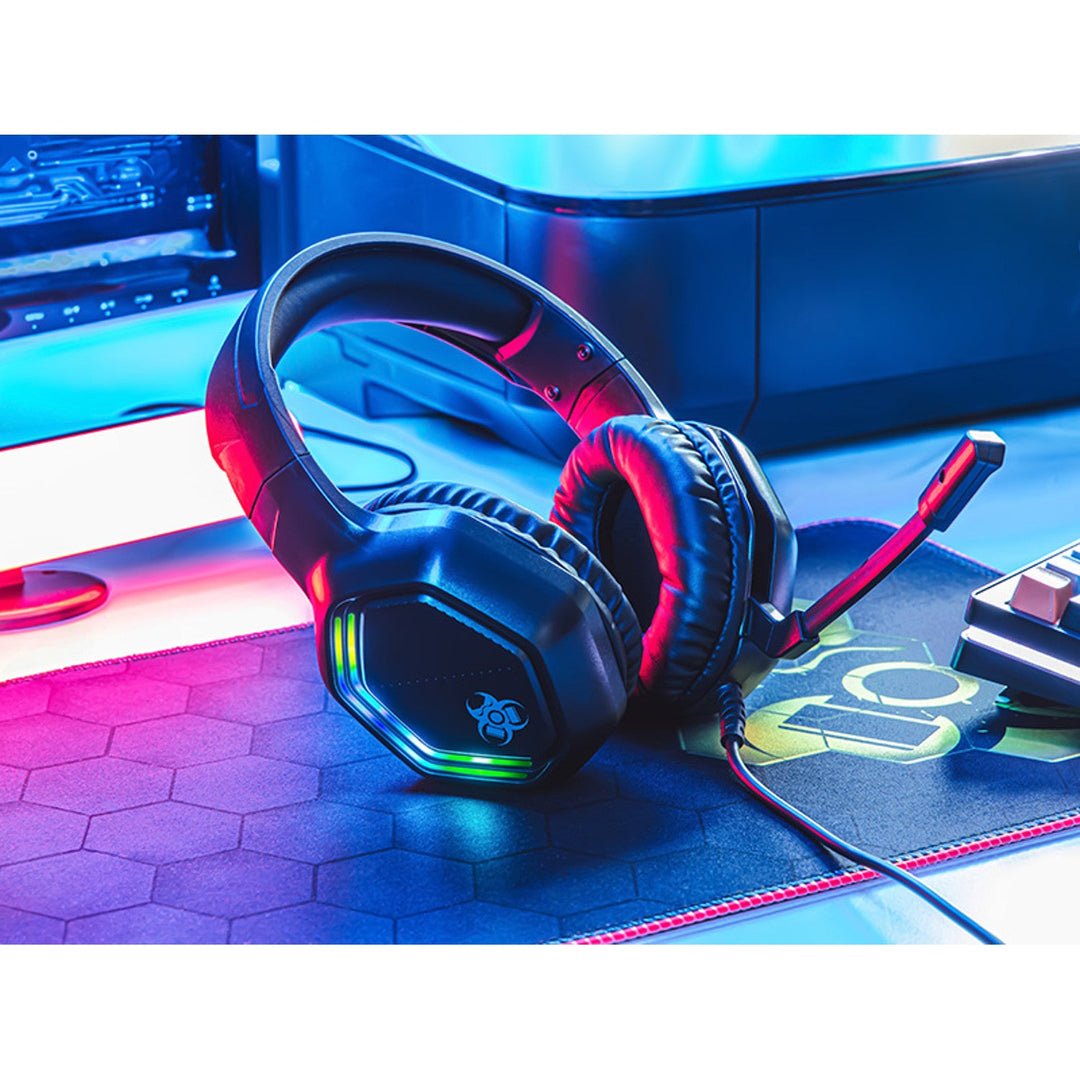 Геймърски слушалки Tracer, RGB подсветка, сгъваем микрофон, Gamezone GZ X3