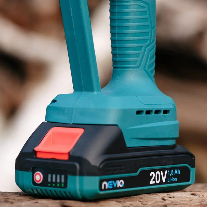 Акумулаторна верижна трион NEVIQ, 6'' водач, 200 W, 1,5 Ah литиево-йонна батерия, L04302