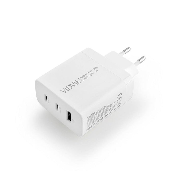 VIDVIE зарядно устройство за мрежа, 3A, 65W, 2x USB-C, 1x USB, кабел USB-C/USB-C, PLE262