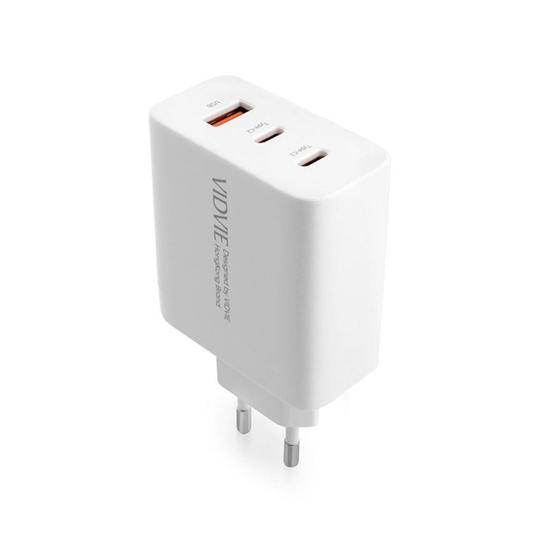 VIDVIE зарядно устройство за мрежа, 3A, 65W, 2x USB-C, 1x USB, кабел USB-C/USB-C, PLE262