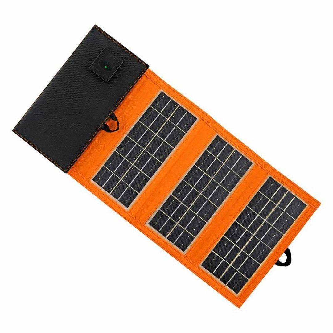 Слънчев панел, зарядно устройство, 10 W, 1 USB порт, черно и оранжево, A02