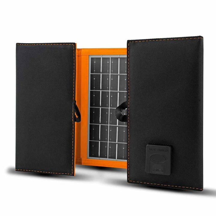 Слънчев панел, зарядно устройство, 10 W, 1 USB порт, черно и оранжево, A02