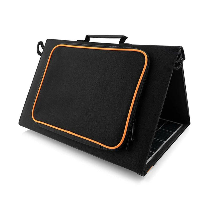 Слънчев панел, зарядно устройство, 60 W, 2 USB порта, черно и оранжево, A06
