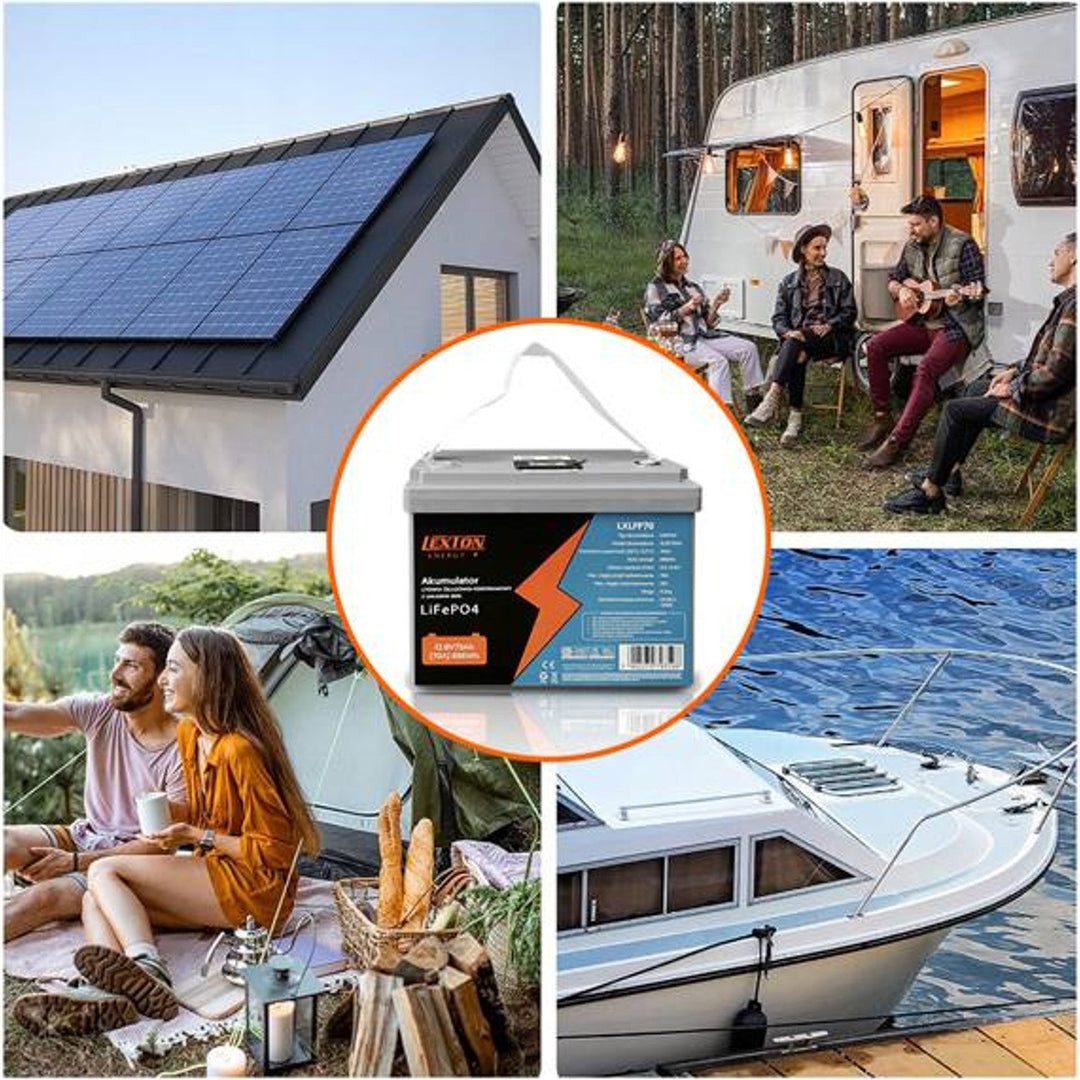 Lexton LiFePo4 литиево-железен фосфатен акумулатор, със система BMS, 12,8 V, 70 Ah, LXLFP70