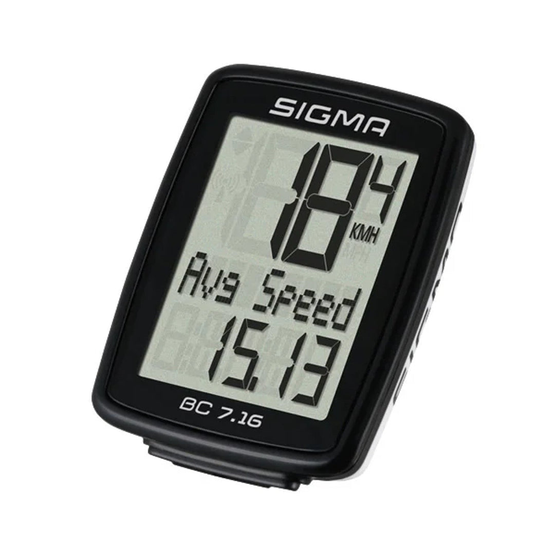 Велокомпютър Sigma, с кабел, старт/стоп, триредов дисплей, BC 7.16