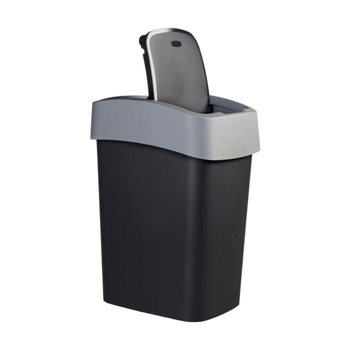 Кошче за отпадъци Curver, с капак, накланящо се, 25 л, черно и сребристо, Flip Bin