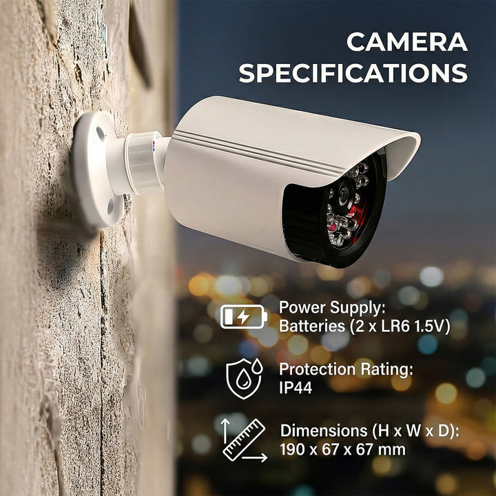 Комплект от две фалшиви тръбни камери, IR LED диоди, бели, 2xAA захранване (не е включено), ABS, IR1800 WT