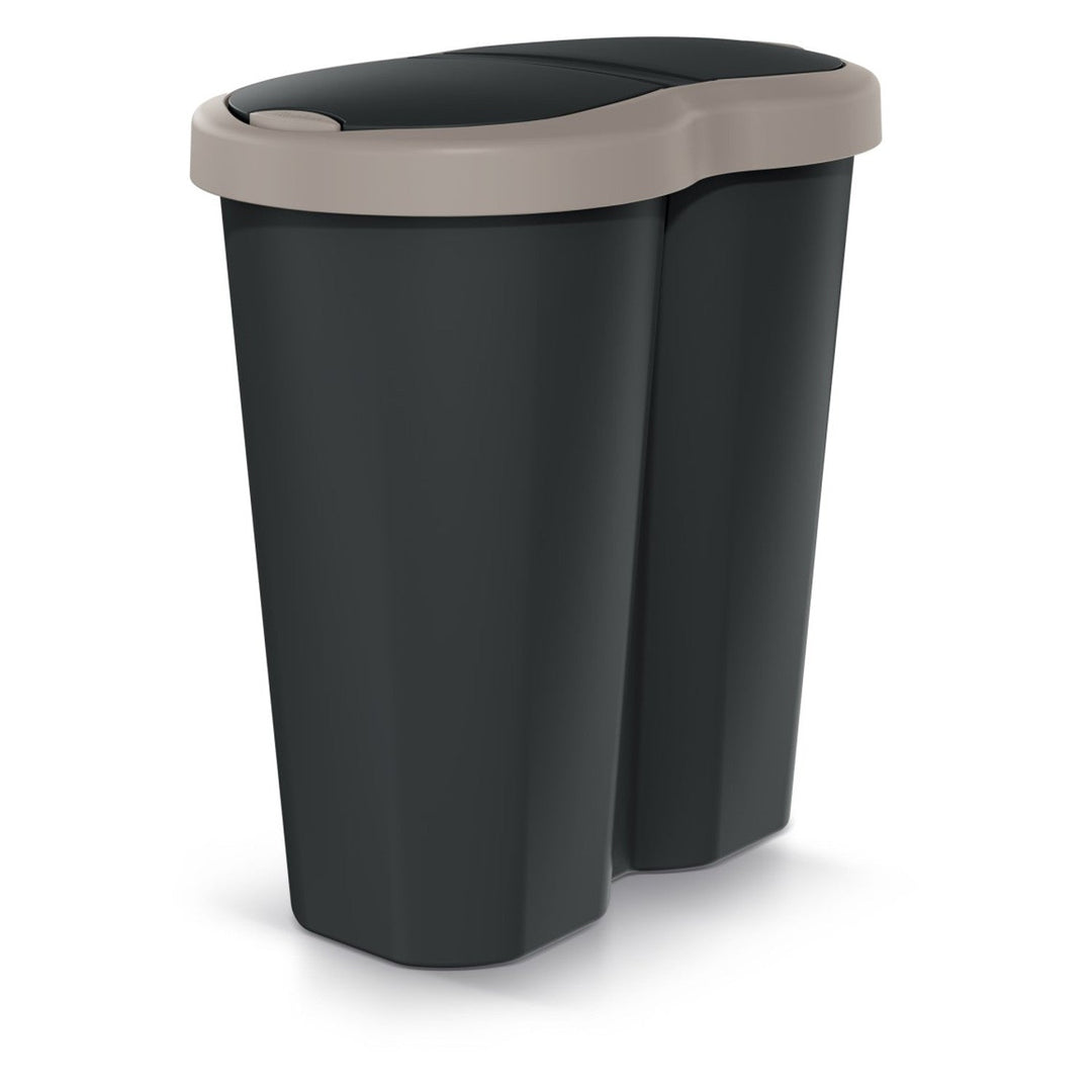 Кошче за отпадъци Compacta R Duo, кафяво/черно, капацитет 40 литра, едно отделение, два капака, NDRF40-WG5C_S411