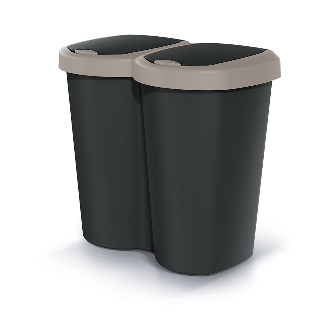 Кошче за отпадъци Compacta B Duo, бронзово/черно, капацитет 40 литра, едно отделение, два капака, версия за монтаж на стена, NDBS40-WG5C_S411