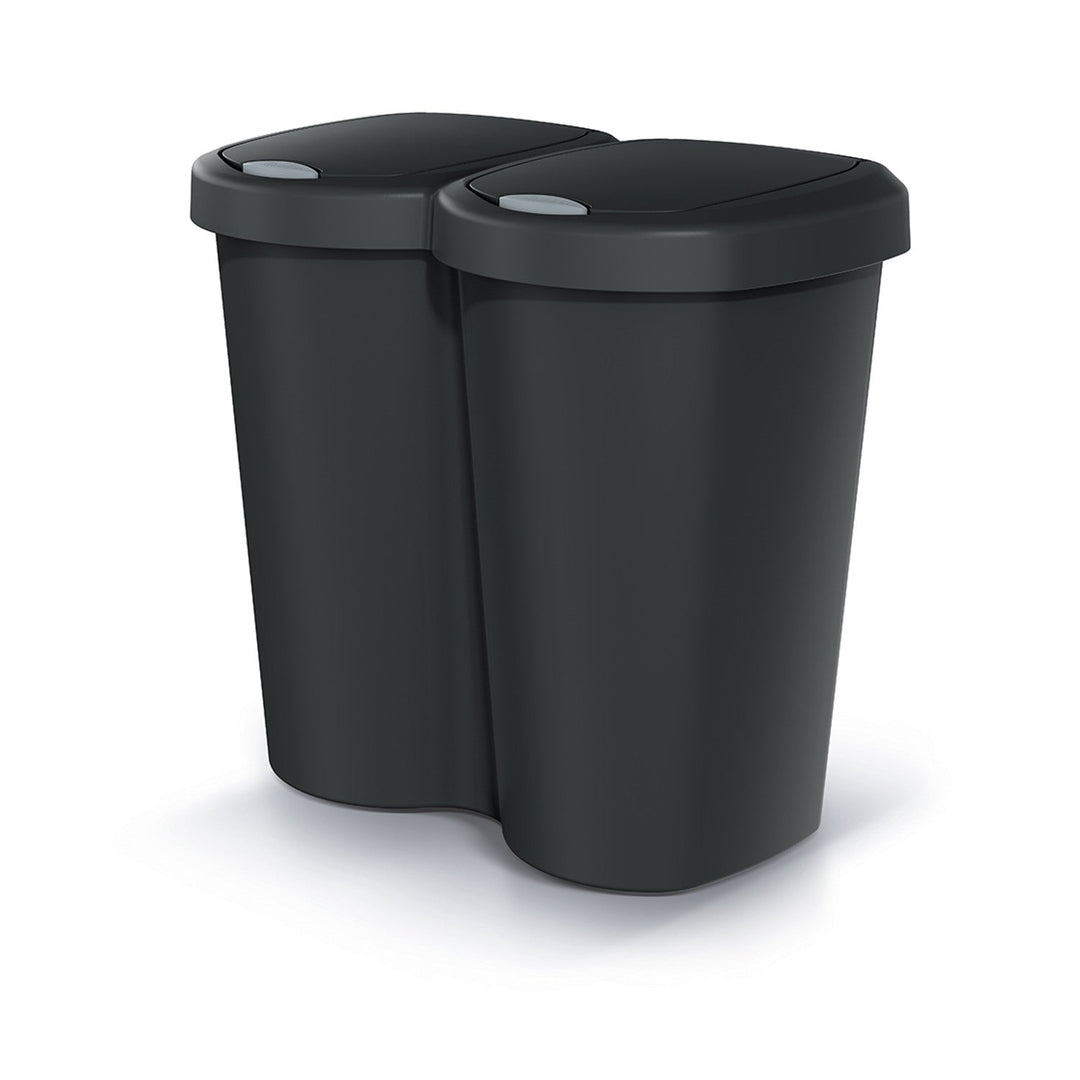 Кошче за отпадъци Compacta B Duo, черно, капацитет 40 литра, едно отделение, два капака, версия за монтаж на стена, NDBS40-S411