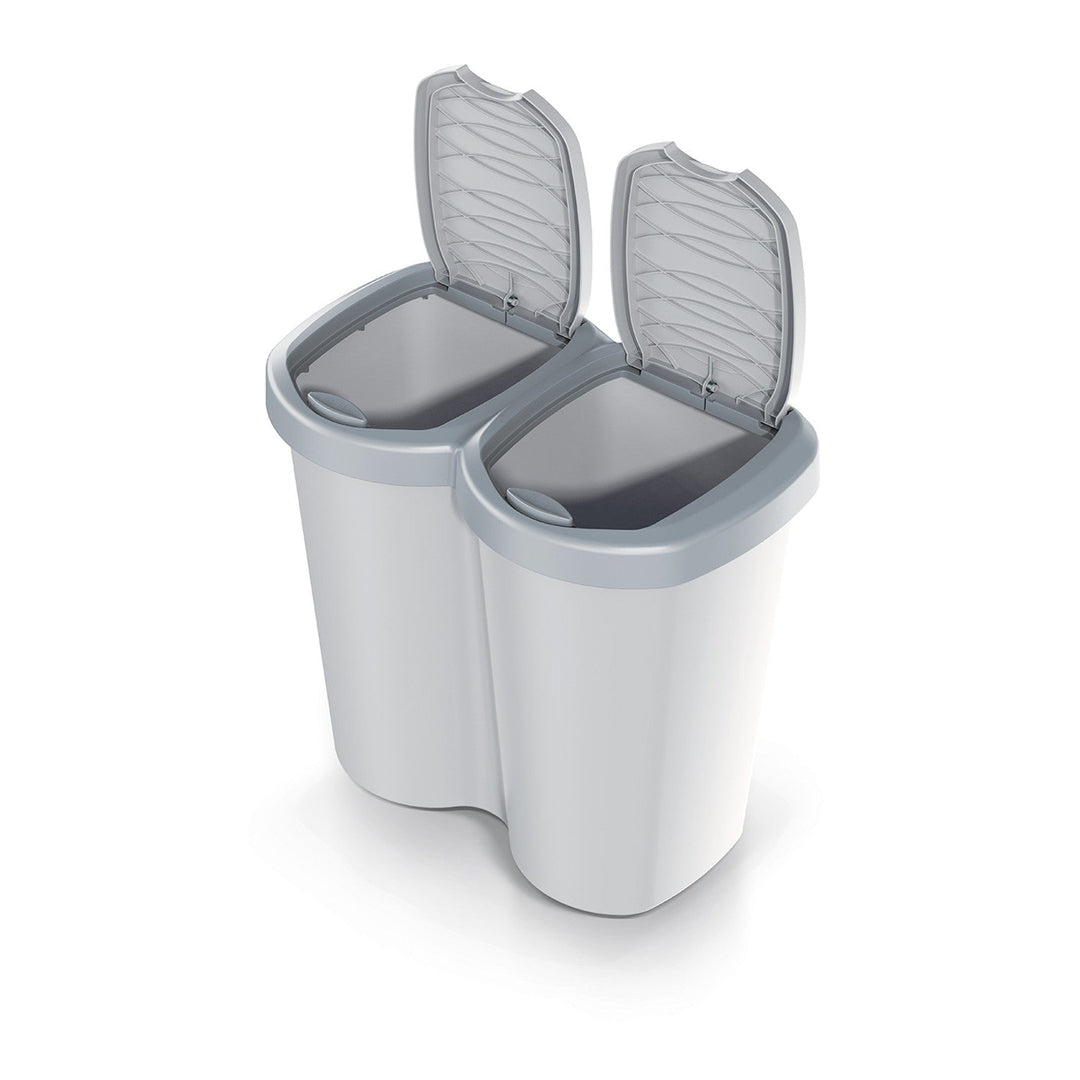 Кошче за отпадъци Compacta B Duo, сиво/пепелно сиво, капацитет 40 л, едно отделение, два капака, версия за монтаж на стена, NDBS40-429U_427C