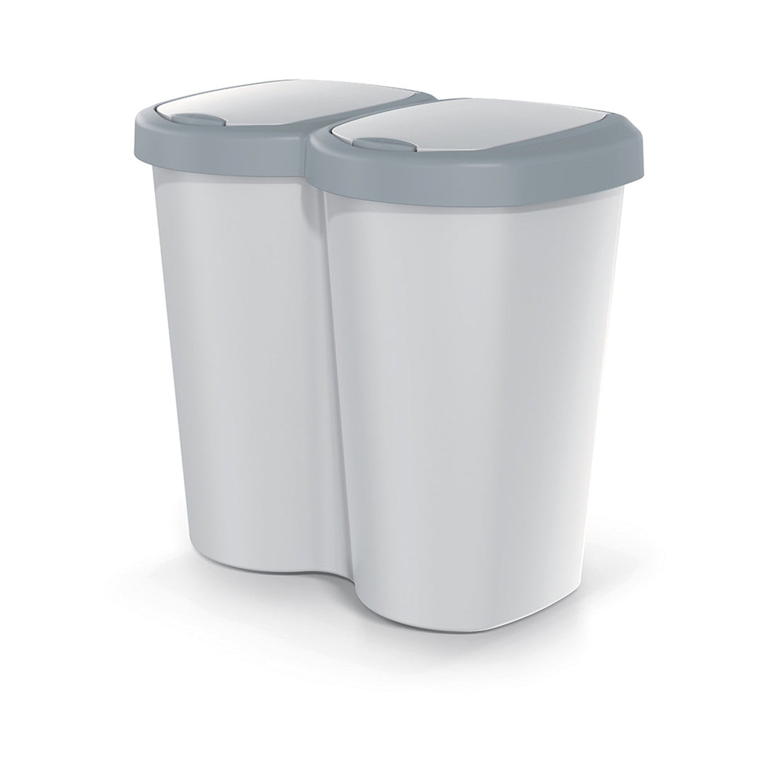 Кошче за отпадъци Compacta B Duo, сиво/пепелно сиво, капацитет 40 л, едно отделение, два капака, версия за монтаж на стена, NDBS40-429U_427C