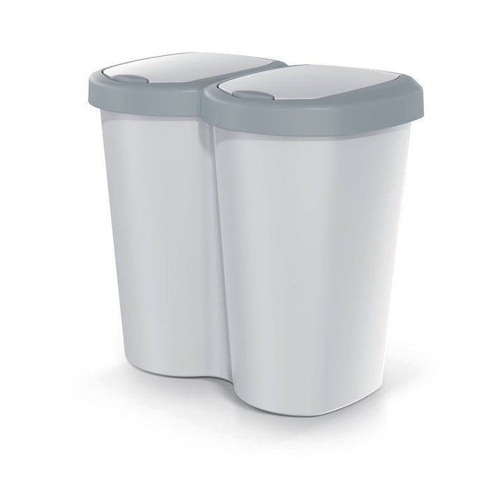 Кошче за отпадъци Compacta B Duo, сиво/пепелно сиво, капацитет 40 л, едно отделение, два капака, версия за монтаж на стена, NDBS40-429U_427C