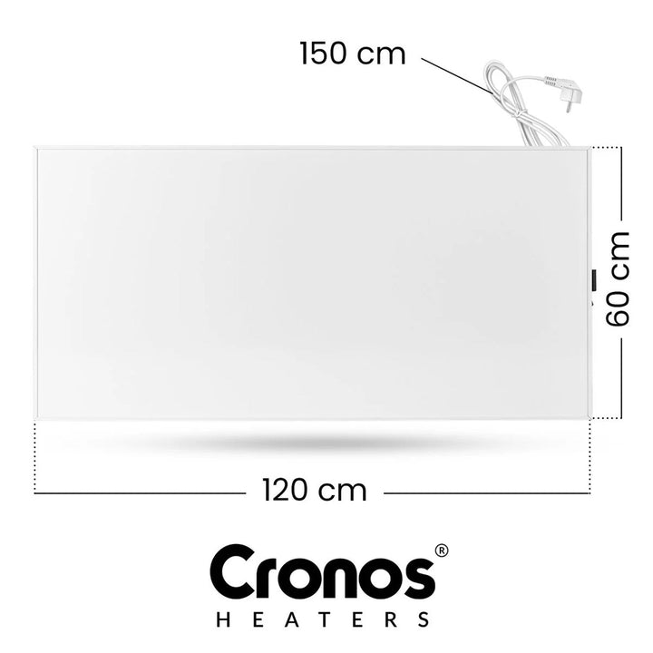 Инфрачервен нагревател Cronos, 770 W, управляван чрез смартфон, вграден термостат, 98% ефективност на преобразуване, защита IP44, Synthelith PRO CRP-770TWP
