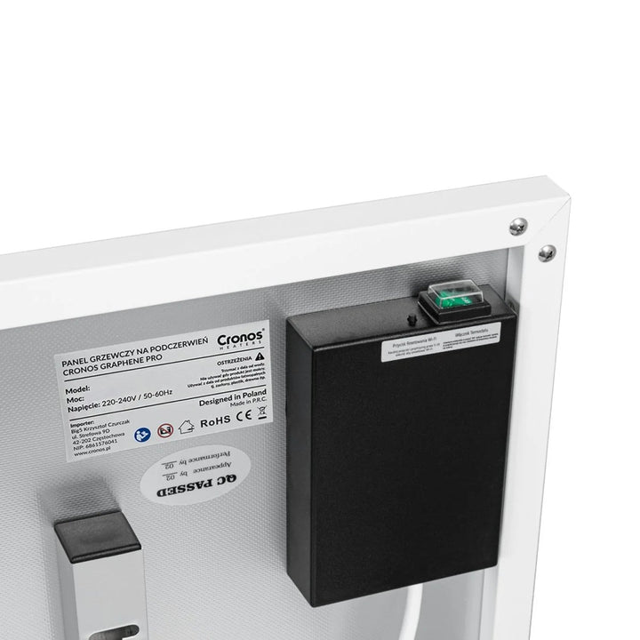 Инфрачервен нагревател Cronos, 700 W, дистанционно управление, матова повърхност, ултратънък, икономично отопление, Graphene PRO CGP-700TWP