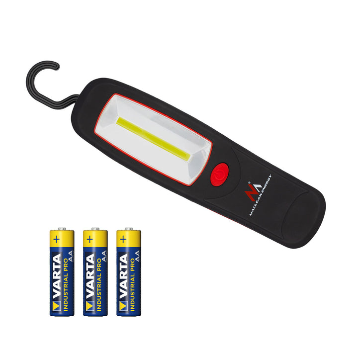 Работна лампа COB LED Maclean, магнит, кука, 3xAA, MCE03 + 3x батерии Varta Industrial LR6/AA R-06