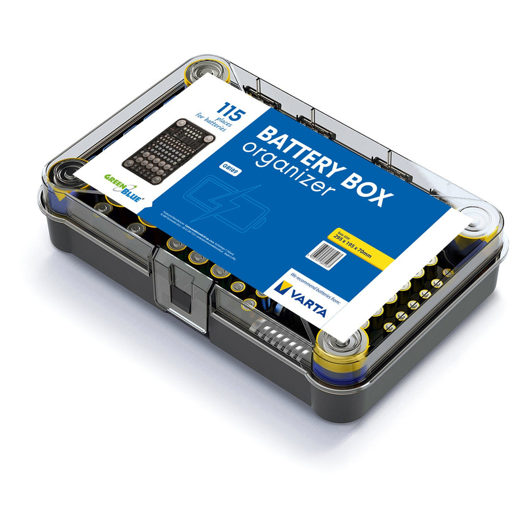 Органайзер за батерии GreenBlue Varta Box GB189 + 10x батерии AA и 10x батерии AAA Varta Industrial