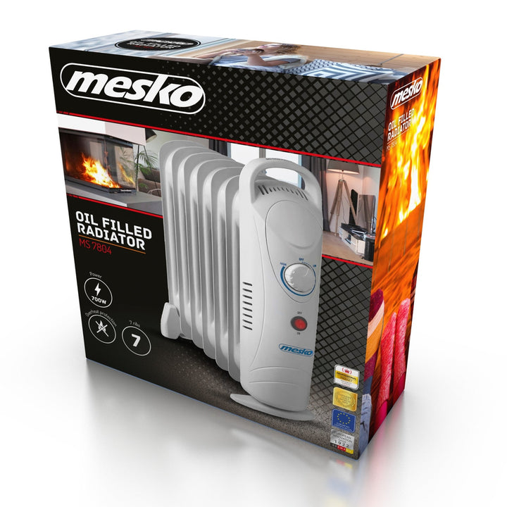 Маслени радиатори Mesko, 7 ребра, 800 W, терморегулатор, сив цвят, MS 7804