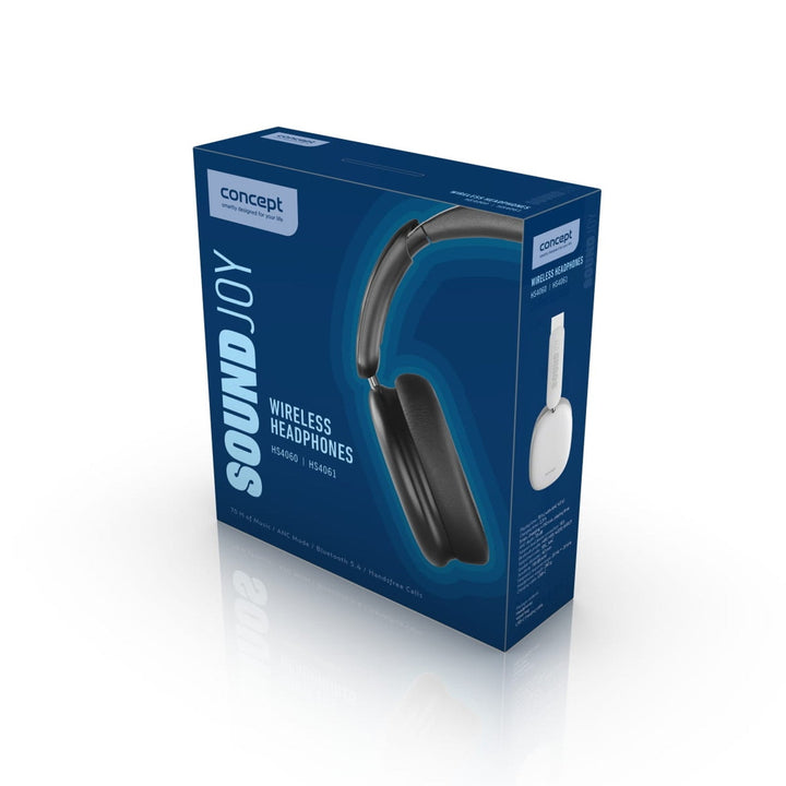 Concept SoundJoy безжични слушалки, до 70 часа време за възпроизвеждане, Bluetooth 5.4, бързо зареждане, активно шумопотискане до 33dB, бели, HS4061