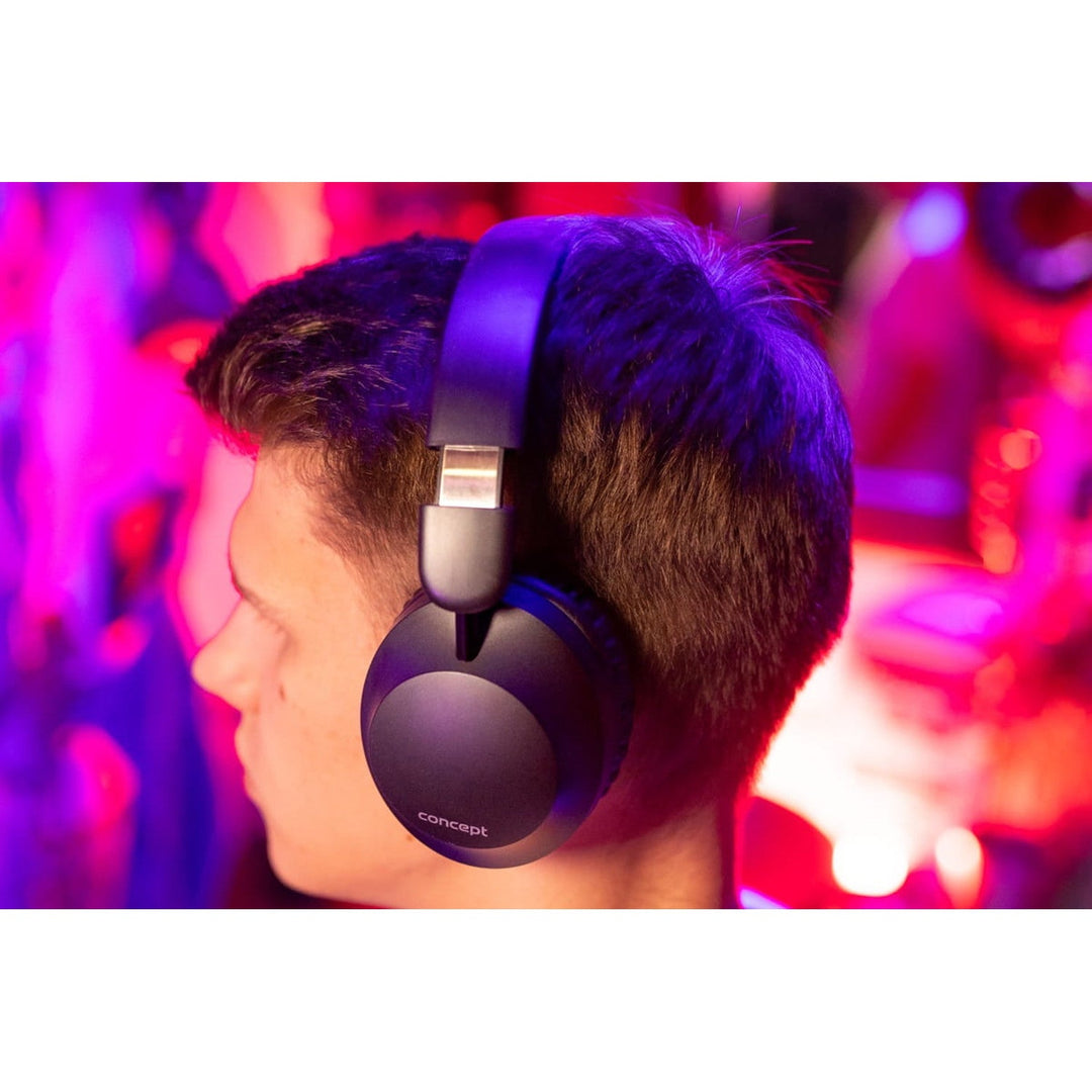 Concept SoundJoy безжични слушалки, до 45 часа време за възпроизвеждане, Bluetooth 6.0, бързо зареждане, активно шумопотискане до 18dB, черни, HS4080