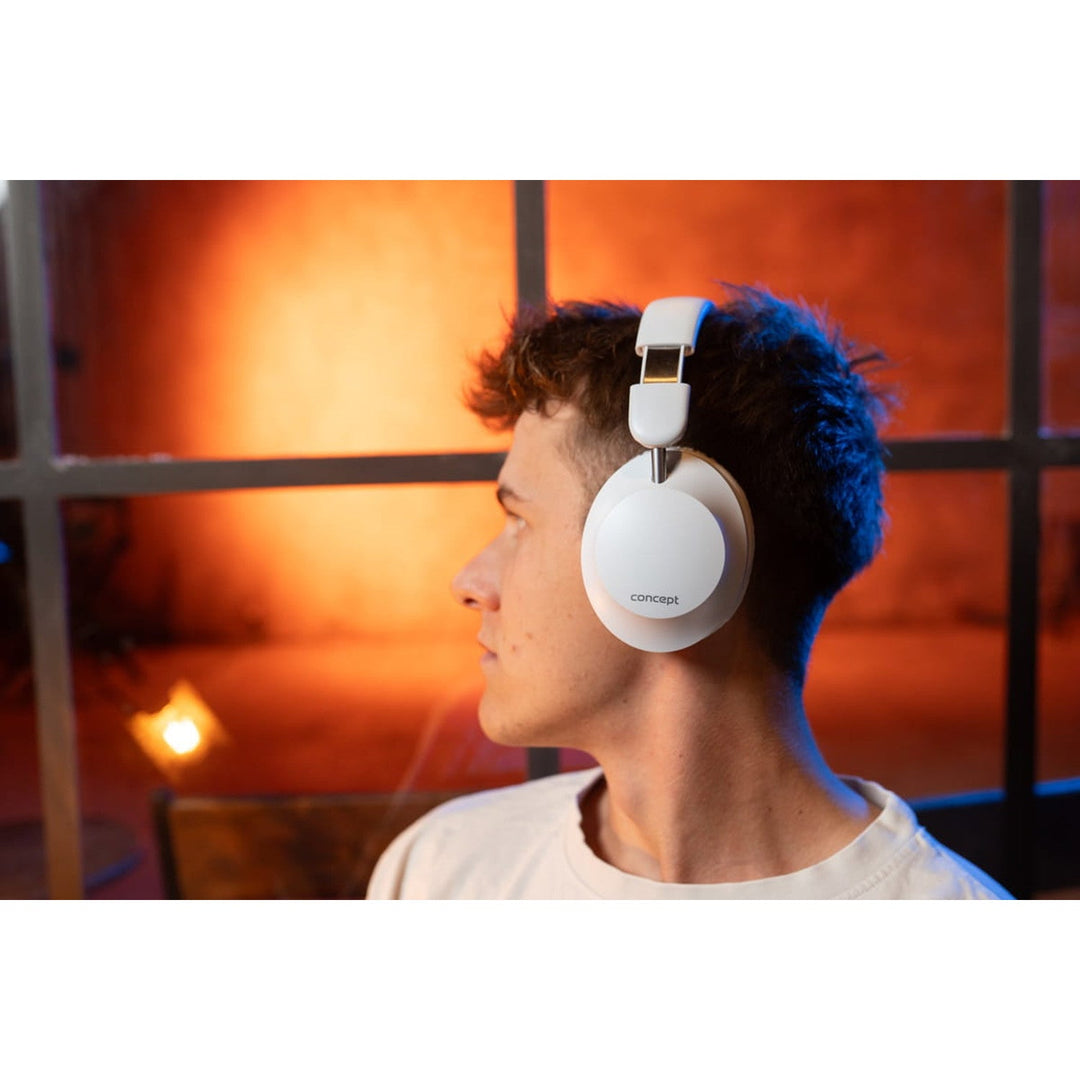 Concept SoundJoy безжични слушалки, до 45 часа време за възпроизвеждане, Bluetooth 6.0, бързо зареждане, активно шумопотискане до 18dB, бели, HS4081