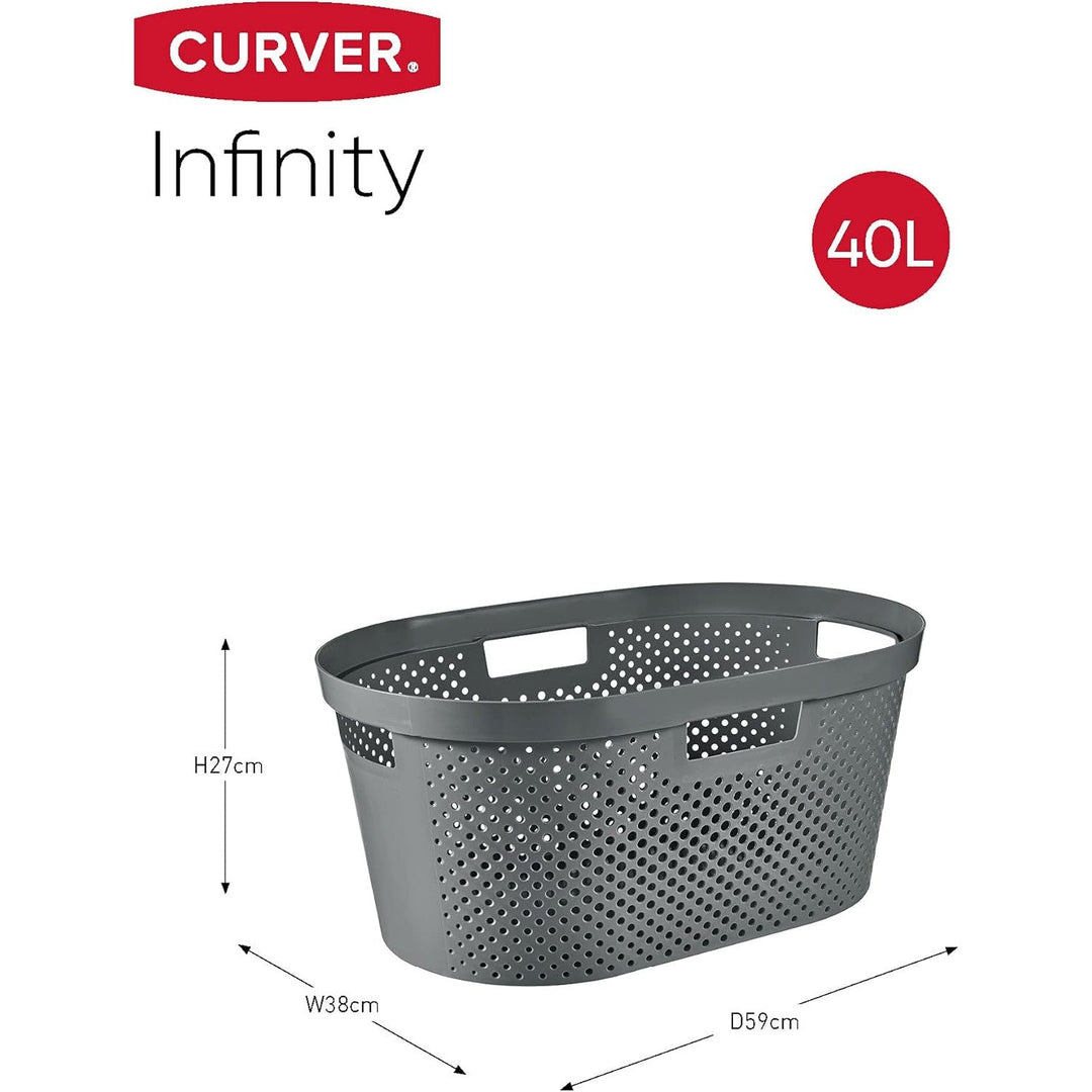 Curver Infinity кошница за пране от рециклирани материали, капацитет 40 л, тъмно сив, 100% рециклиран, 245675