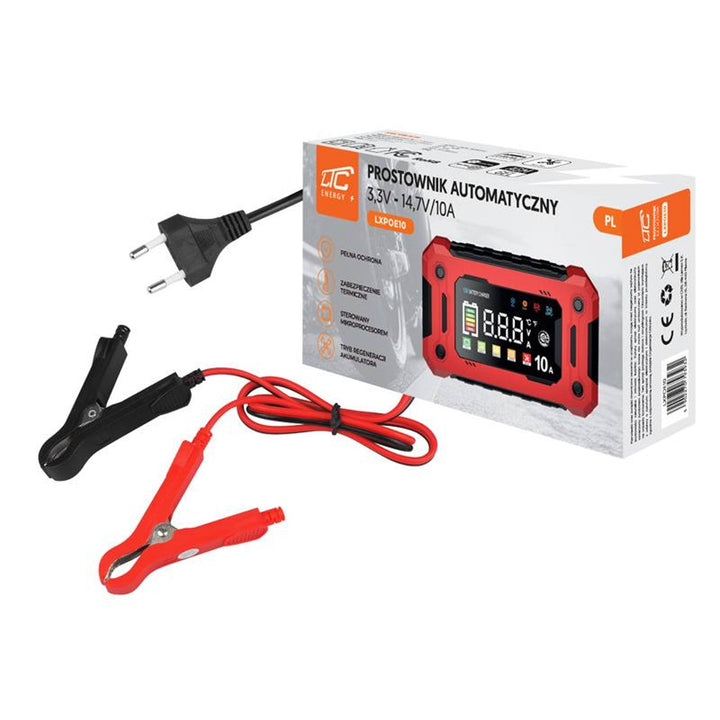 Зарядно устройство LTC Energy, 3,3–14,7 V, 10 A, AGM/GEL/LiFePO4, автоматичен режим, LXPOE10