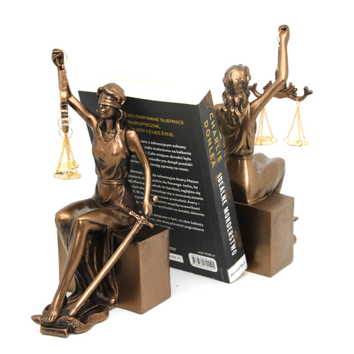 Фигурки на Темис с везни и меч, подложки за книги, кралица Изабел, 2 броя