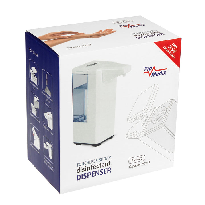 Dispenser automat pentru lichide dezinfectante 500ml Promedix PR-470 + 4x baterie AA Varta Industrial