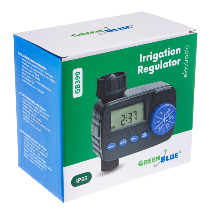 Електронен контролер за напояване GreenBlue, програмист, 2x1,5V AA захранване, GB390 + 2x Varta Industrial AA алкални батерии