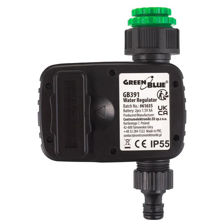 GreenBlue електронен контролер за напояване, програмист, захранване 2x 1,5V AA, GB391 + 2x AA Varta Industrial алкални батерии