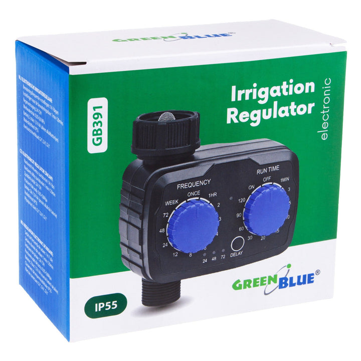 GreenBlue електронен контролер за напояване, програмист, захранване 2x 1,5V AA, GB391 + 2x AA Varta Industrial алкални батерии