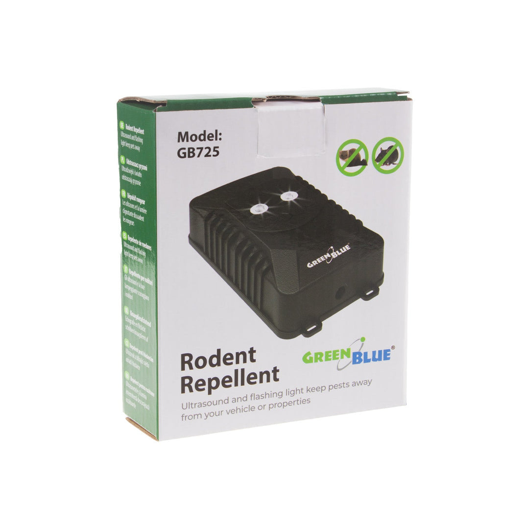 GreenBlue GB725 отблъсквател на гризачи и катерици с ултразвукови вълни и LED диоди + 4x AA Varta Industrial батерии