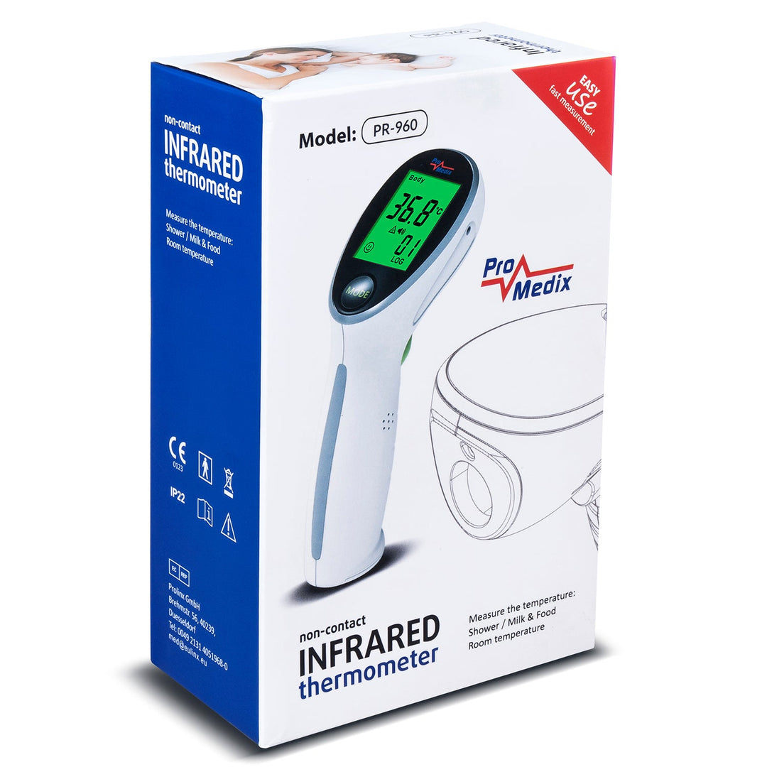 Promedix PR-960 безконтактен инфрачервен медицински термометър + 2x AAA Varta Industrial батерии