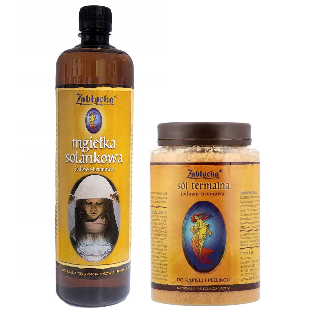 Zabłocka Brine Mist 950 мл + Йод-бромна термална сол, Zabłocka – за къпане и ексфолиация, 1 кг