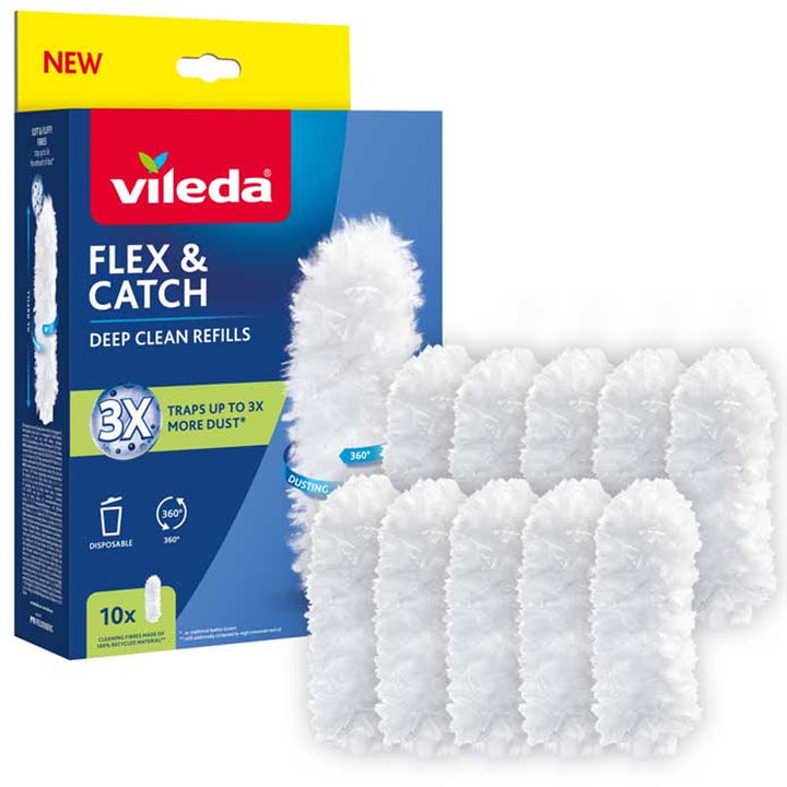 Vileda Flex&Catch резервни части за лопатка за прах, 10 броя, 100% рециклирани влакна, 360° резервна част