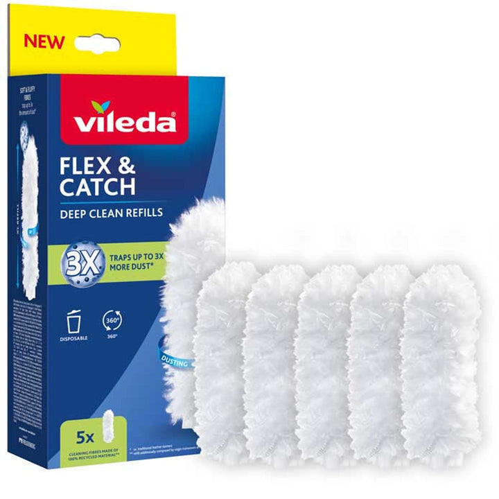 Vileda Flex&Catch резервни части за лопатка за прах, 5 броя, 100% рециклирани влакна, 360° резервна част