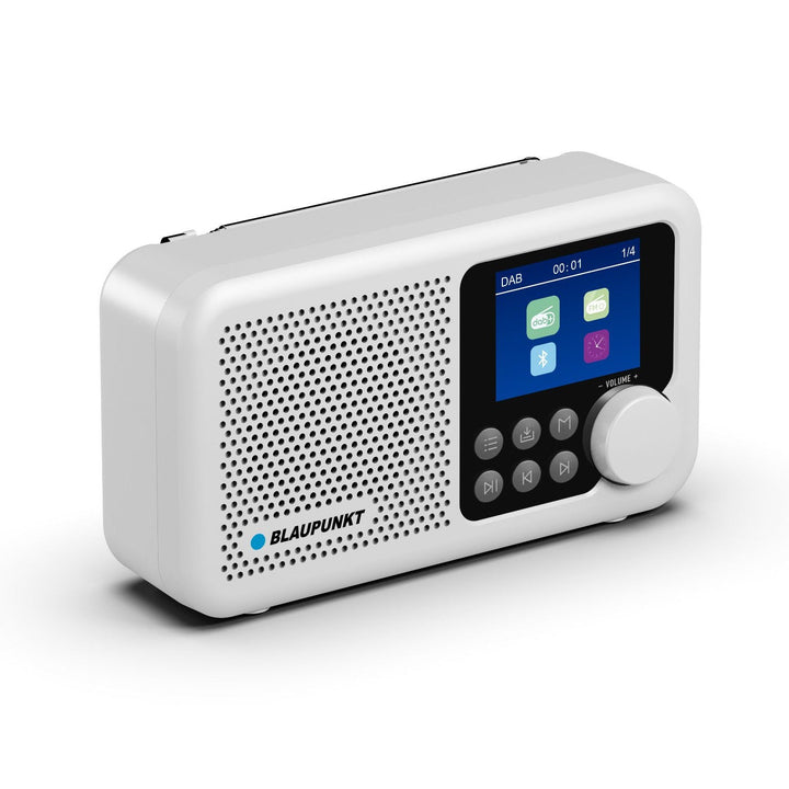 Преносимо радио Blaupunkt, DAB+ цифрово радио и FM тунер, Bluetooth, изход за слушалки, 2,4-инчов цветен дисплей, часовник и аларма, захранване с батерия и зареждане чрез USB-C, DR8WH