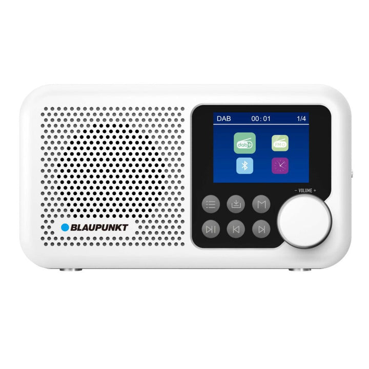 Преносимо радио Blaupunkt, DAB+ цифрово радио и FM тунер, Bluetooth, изход за слушалки, 2,4-инчов цветен дисплей, часовник и аларма, захранване с батерия и зареждане чрез USB-C, DR8WH